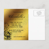 サロンのスパの郵便はがきの招待状の金ゴールドの蝶2 インビテーションポストカード (裏面)