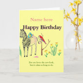 サロンのゼブラおもしろい、誕生日、彼女のために。 カード (黄色い花)