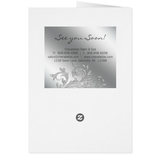 サロンのパンフレットの美しいのメーキャップアーティストの美容師 (裏面)