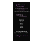 サロンのマーケティングは紫色のシマウマを梳きます ラックカード (裏面)