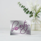 サロンの割引カード美しいの唇の輝きの紫色 割引カード (スタンド正面)