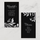 サロンの名刺のエレガントな花の白い黒 名刺 (正面/裏面)