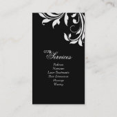 サロンの名刺のエレガントな花の白い黒 名刺 (裏面)