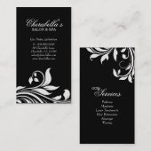 サロンの名刺のエレガントな花の白い黒 名刺 (正面/裏面)