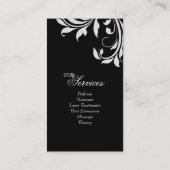 サロンの名刺のエレガントな花の白い黒 名刺 (裏面)