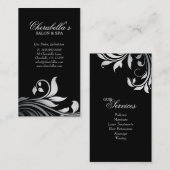 サロンの名刺のエレガントな花の銀製の黒 名刺 (正面/裏面)