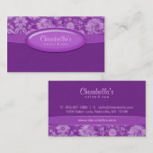 サロンの名刺のスパの紫色のダマスク織の楕円形 名刺 (正面/裏面)