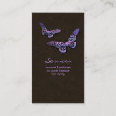 サロンの名刺のスパの蝶紫色のピンク 名刺 (裏面)