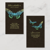 サロンの名刺のスパの蝶青く黄色いbrwn 名刺 (正面/裏面)