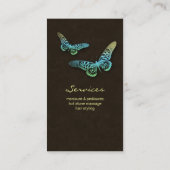 サロンの名刺のスパの蝶青く黄色いbrwn 名刺 (裏面)