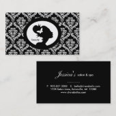 サロンの名刺の蝶女性のシルエットBW 名刺 (正面/裏面)