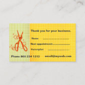 サロンの時間通りのギンガムパターン美容師 予約カード (裏面)