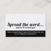 サロンの紹介の名刺 紹介カード (裏面)