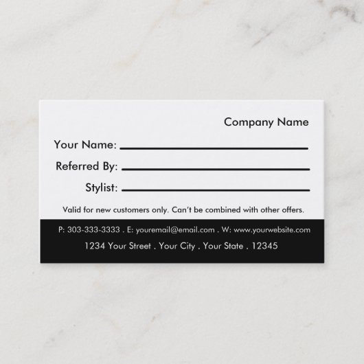 サロンの紹介の名刺 紹介カード (正面)