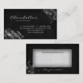 サロンの花のアポイントメントの名刺の銀製灰色 予約カード (正面/裏面)