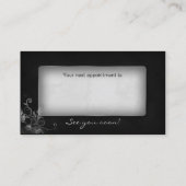 サロンの花のアポイントメントの名刺の銀製灰色 予約カード (裏面)