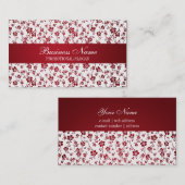 サロンの花の赤いプロフェッショナル 名刺 (正面/裏面)