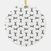 サロンはさみバーバーカスタムショップの背景色 セラミックオーナメント (正面)