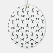 サロンはさみバーバーカスタムショップの背景色 セラミックオーナメント (左)