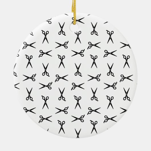 サロンはさみバーバーカスタムショップの背景色 セラミックオーナメント (裏面)