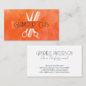 サロンはさみ櫛のロゴ |水彩テクスチャ 名刺 (正面/裏面)