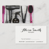 サロンはピンクおよび黒い写真の名刺に用具を使います 予約カード (正面/裏面)
