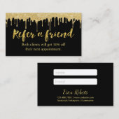 サロンを滴らせる紹介カード|モダンの金ゴールド 紹介カード (正面/裏面)