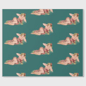 サロンを身に着けているセクシーなピンナップの女の子のかわいらしいブロンドの女性 ラッピングペーパー (フラット)