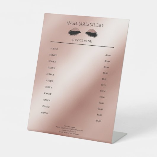 サロンアイラッシュエクステンションRosegold 台座サイン (正面)