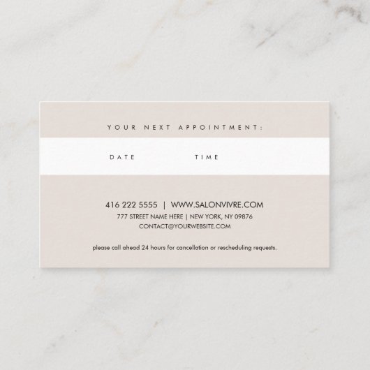 サロンアポイントメントカードストライプ 名刺 (裏面)