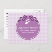 サロンアポイントメントリマインダーかわいいカントリーパープルボウ ポストカード (正面/裏面)