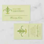 サロンアポイントメント、美しい、スパグリーン名刺 予約カード (正面/裏面)