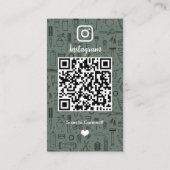 サロンインスタグラムセージグリーン |ソーシャルメディアQRコード 名刺 (裏面)