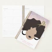 サロンウーマンブラウンヘアフェイク金ゴールドグリッター美しい プランナー手帳 (ディスプレー)