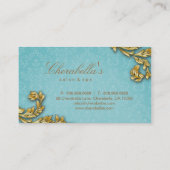 サロンエレガントスパフローラ金ゴールドリーフブルー 名刺 (裏面)