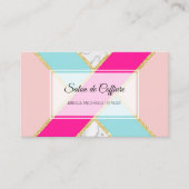 サロンエレガントピンクとブルーのグリッターと大理石 名刺 (正面)