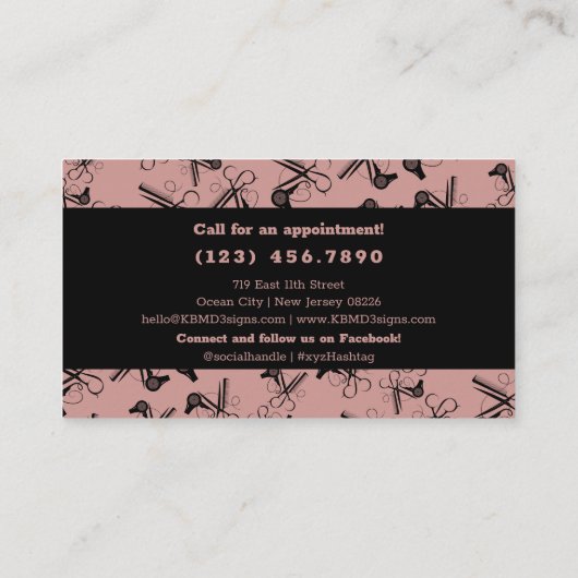 サロンエレガントピンク&ブラックコールソーシャルメディア ロイヤリティカード (裏面)