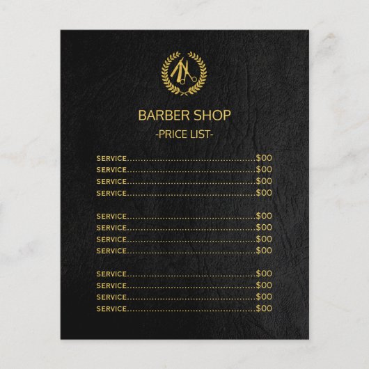 サロンエレガントモダンブラックプライスリストサービスメニュー (正面)