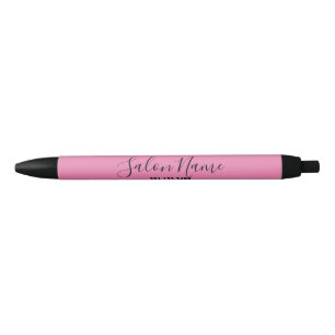 サロンエレガント名と番号を持つPink Business 黒ボールペン