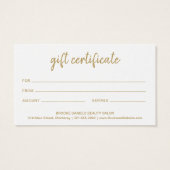 サロンエレガント金ゴールドギフト券 (裏面)