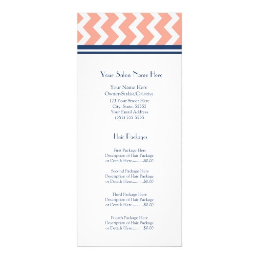 サロンカスタムラックカードコーラルブルーシェブロン ラックカード (正面)