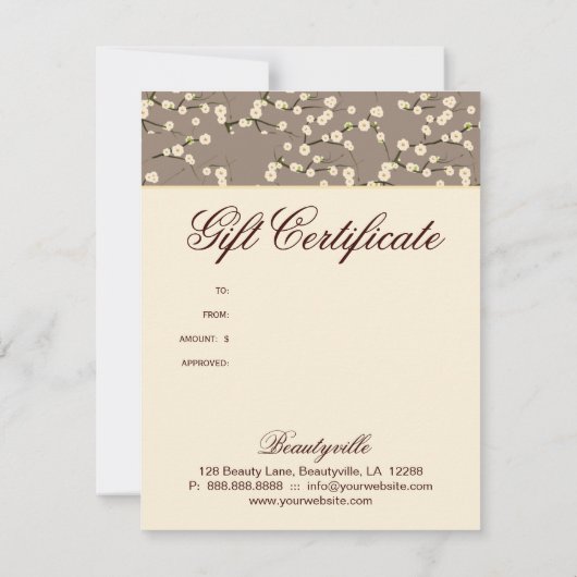 サロンギフトカードさくらんぼブロッサムフローラクリーム (裏面)