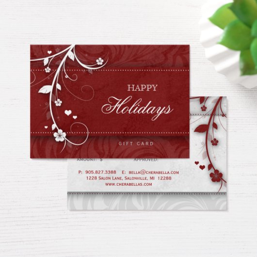 サロンギフトカードクリスマス花フローラ赤いハート (デスク)