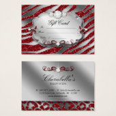 サロンギフトカードジュエリーゼブラクリスマスレッドシルバー (正面&裏面)