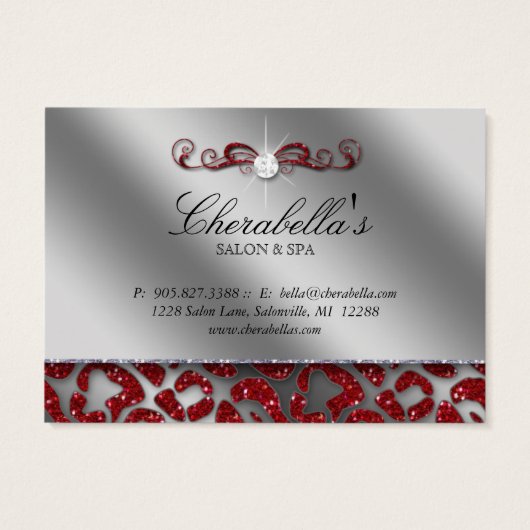 サロンギフトカードジュエリーゼブラクリスマスレッドシルバー (裏面)