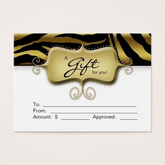 サロンギフトカードスパゼブラ動物金ゴールドブラック (正面)