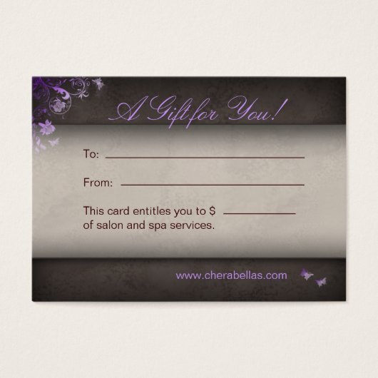 サロンギフトカードスパバタフライパープル (正面)