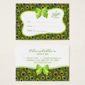 サロンギフトカードスパバレンタインデピーコックアニマル (正面&裏面)