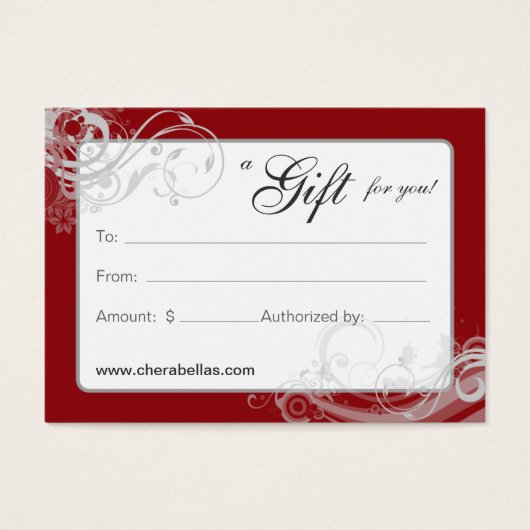 サロンギフトカードスパフローラ渦巻き赤白 (正面)