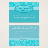 サロンギフトカード証明書スパブルーダマスク (正面&裏面)